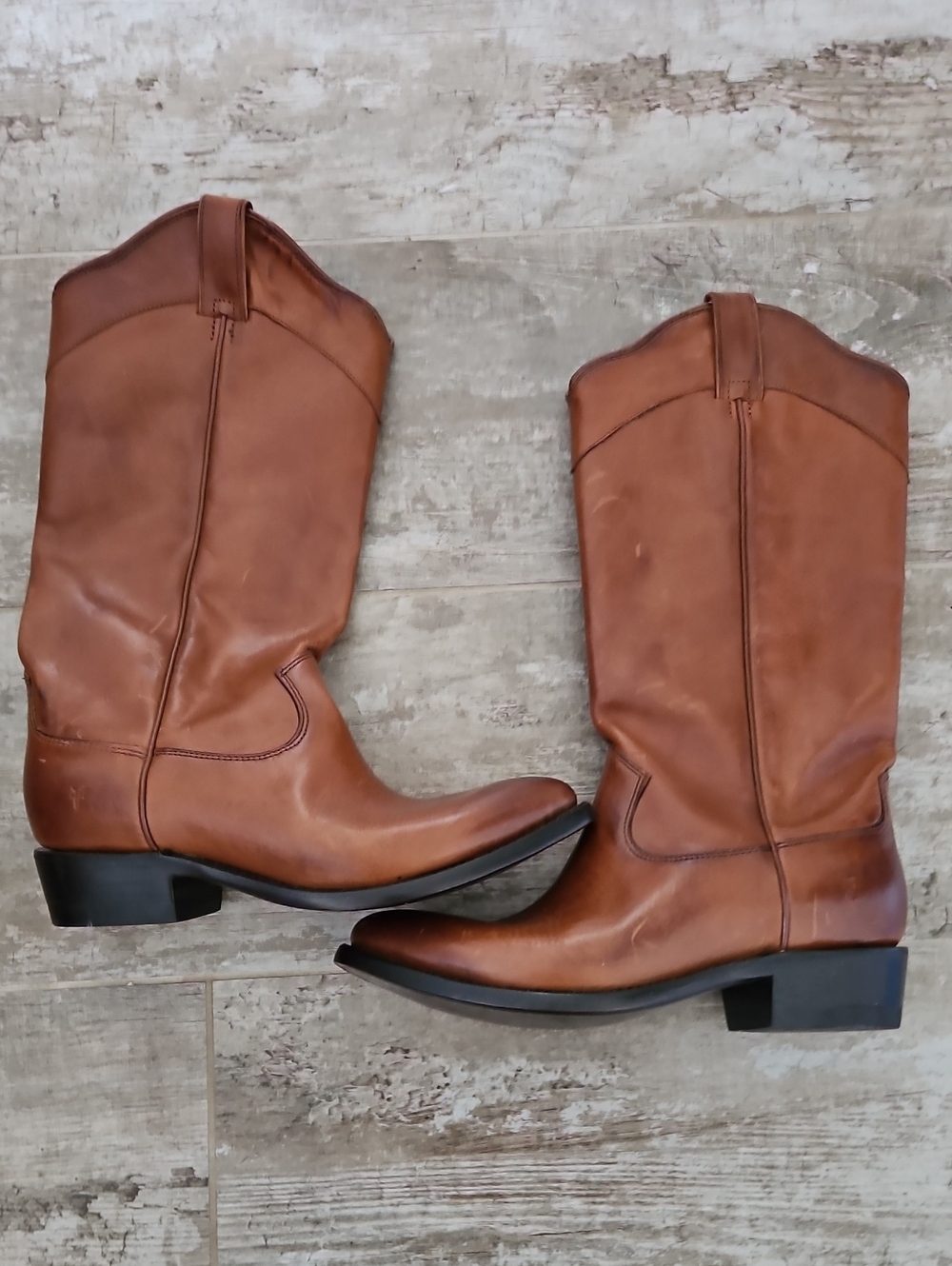 Frye Women's Tan Leather Western Heeled Boots